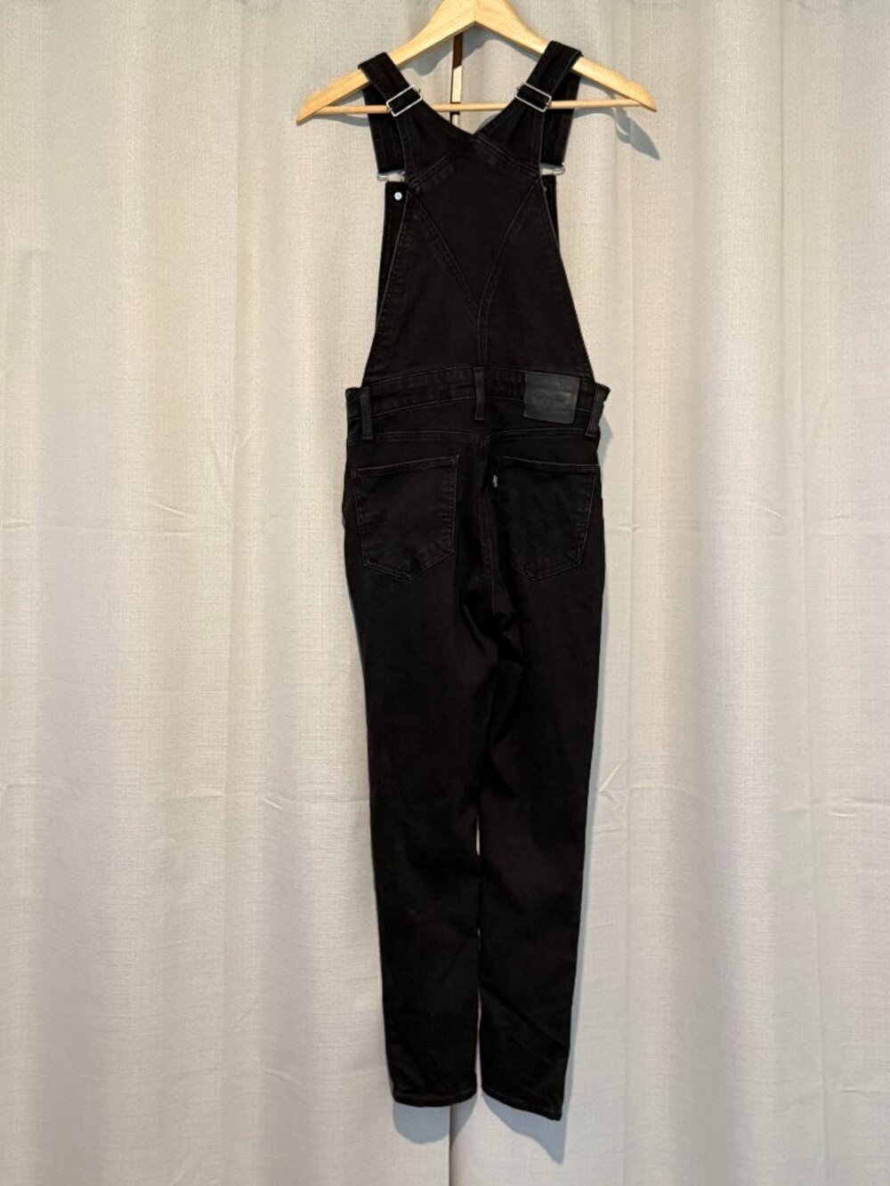 Levi's Black Cotton Blend Denim Overalls Jean Dungarees 27 - Picture 5 of 9